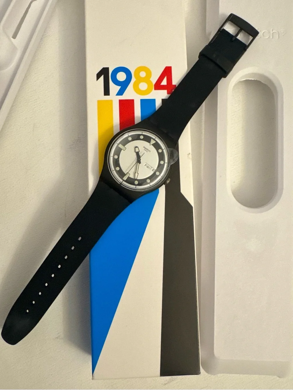 Swatch 1984 Reissue Watch, Black Diver, Waterproof, Bio-Sourced Material - NIB